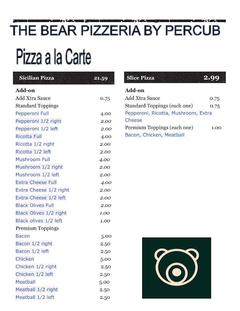 THE BEAR PIZZERIA BY PERCUB Menu image 2